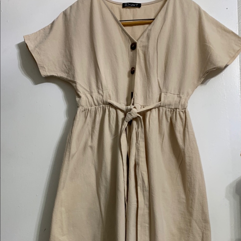 Simplee  Tan Dolman Sleeve V-Neck Sundress